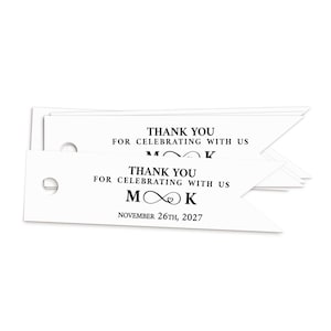Étiquettes de remerciement personnalisées pour cadeaux de mariage, symbole de l'infini, monogrammes