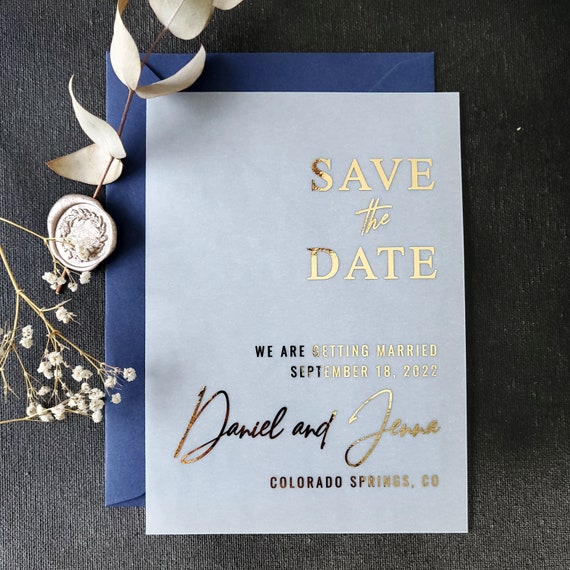 Modern Save the Dates for Wedding, Vellum Wedding Save the Date