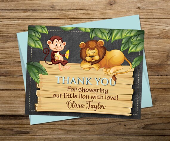 Safari Dankeskarten Für Babyparty – 50 Stück Mit Umschlägen, 10,2 X 15,2 Cm, Dschungeltier-Motive