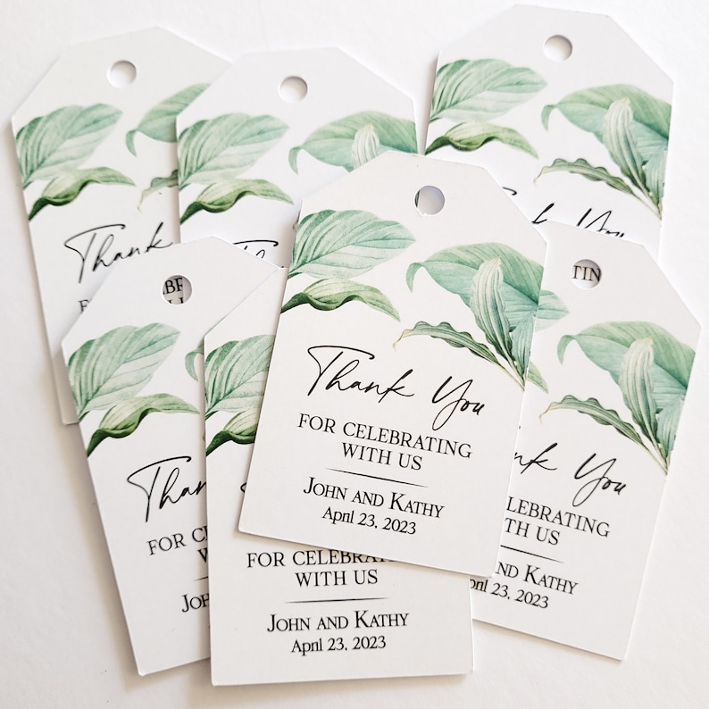 Greenery Elegant Thank you Wedding Favor Tags, Personalized Wedding Gift Tags, Rustic Wedding Tags, Botanical Thank You Favour Hang Tags image 6