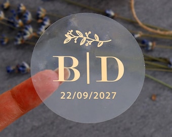 Custom Envelope Seals Clear Envelope Stickers for Wedding Invitations Personalized Gold Foil Wedding Stickers for Favors with Monograms