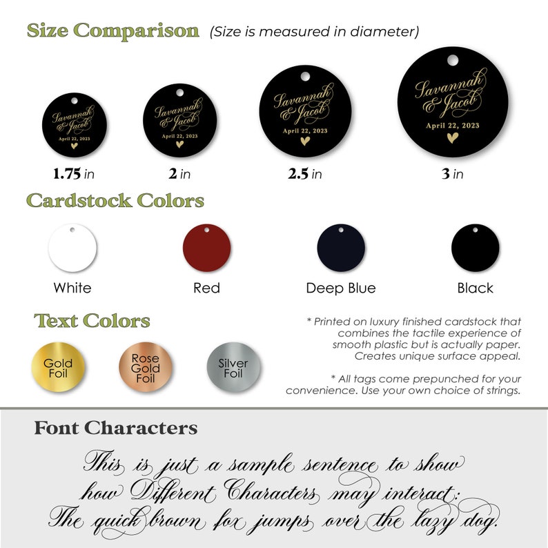 Personalized Wedding Favor Tags Black & Gold Foil, Round Thank You - Etsy