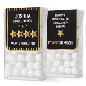 Adult Birthday Party Favors for Men Custom Tic Tac Labels Aged to Perfection Premium Quality 30th 40th 50th 60th 70th Birthday Stickers