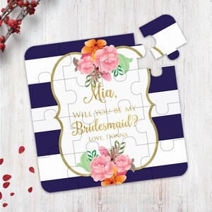 Navy Bridesmaid Gifts Will you be my Bridesmaid Puzzle Bridesmaid Proposal Be my Bridesmaid Gifts Maid of Honor Gift Matron of honor Puzzle