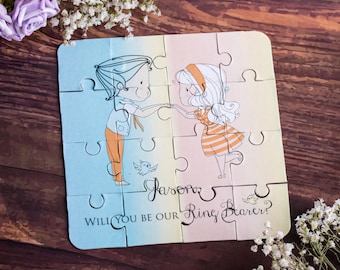 Will You Be My Ring Bearer Puzzle Invitation Page Boy Wedding Invitation Ring Bow Gift