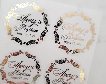 Custom Gold Foil Stickers - Personalized Circle Labels For Wedding & Business