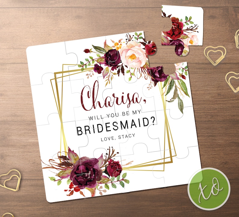 Will You Be My Bridesmaid Proposal Bridesmaid Puzzle Be My Bridesmaid Will You Be My Maid of Honor Proposal Personalized Puzzle Burgundy Puzzle Only