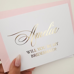 Carte de proposition personnalisée avec décor Serez-vous ma demoiselle d'honneur en or, argent, or rose, carte de mariage personnalisée, cadeau de demoiselle d'honneur
