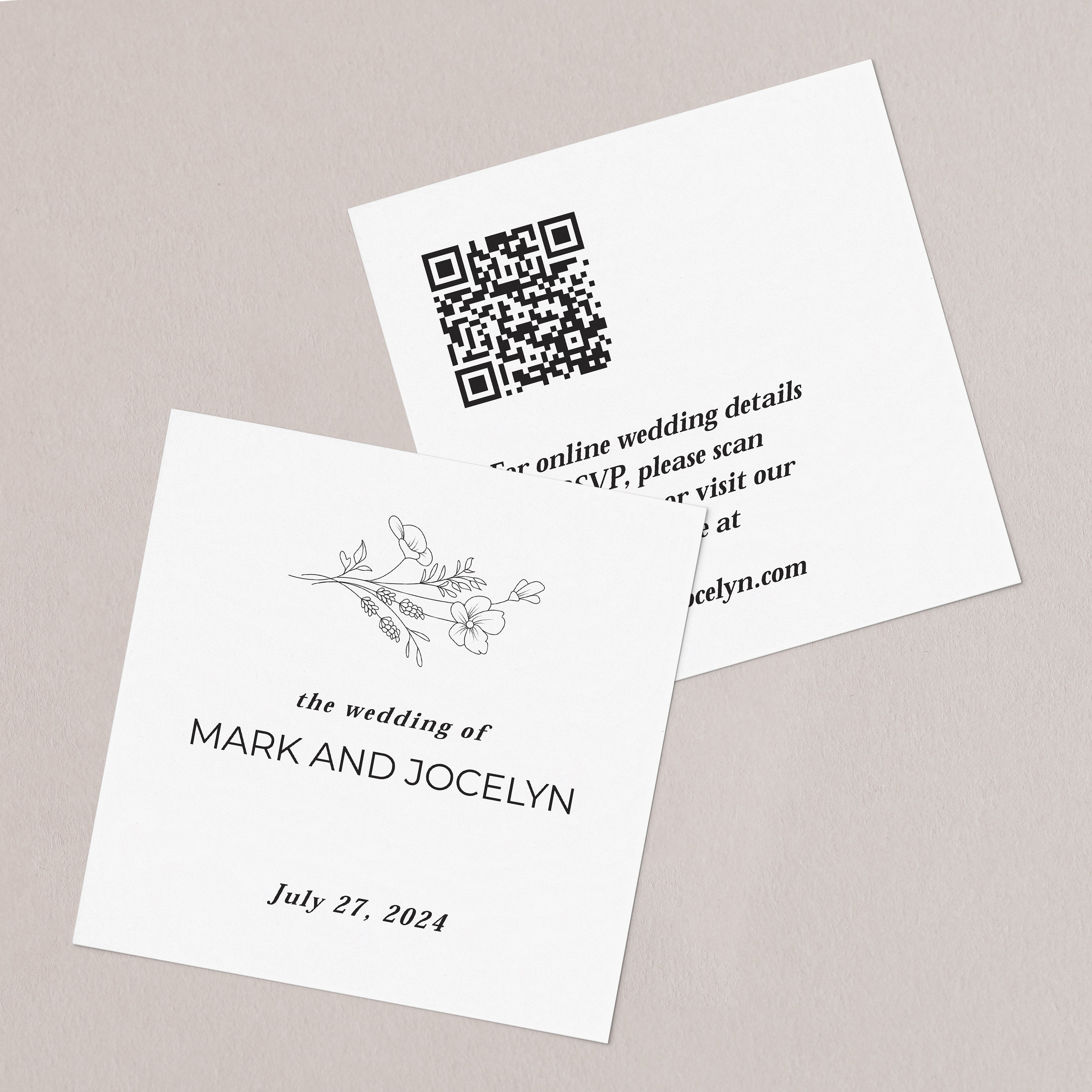 QR Code Wedding Website Cards Gold Foiled Wedding Website 