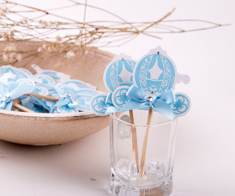 Cinderella Carriage Cupcake Toppers Cinderella Party Decorations Cinderella Birthday Princess Birthday Food Picks Set of 12