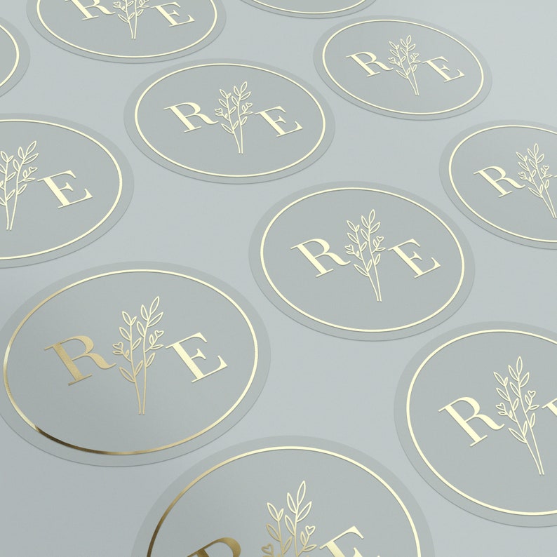 Gift Sticker Labels Gold Gold Foiled Wedding Favor Stickers Clear Vinyl Floral Monogram Labels ...