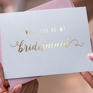 Gold Foil Will You Be My Bridesmaid Card Bridesmaid Proposal Bridesmaid Gift Bridesmaid Invitation Personalized Calligraphy Script Gold Foil image 1