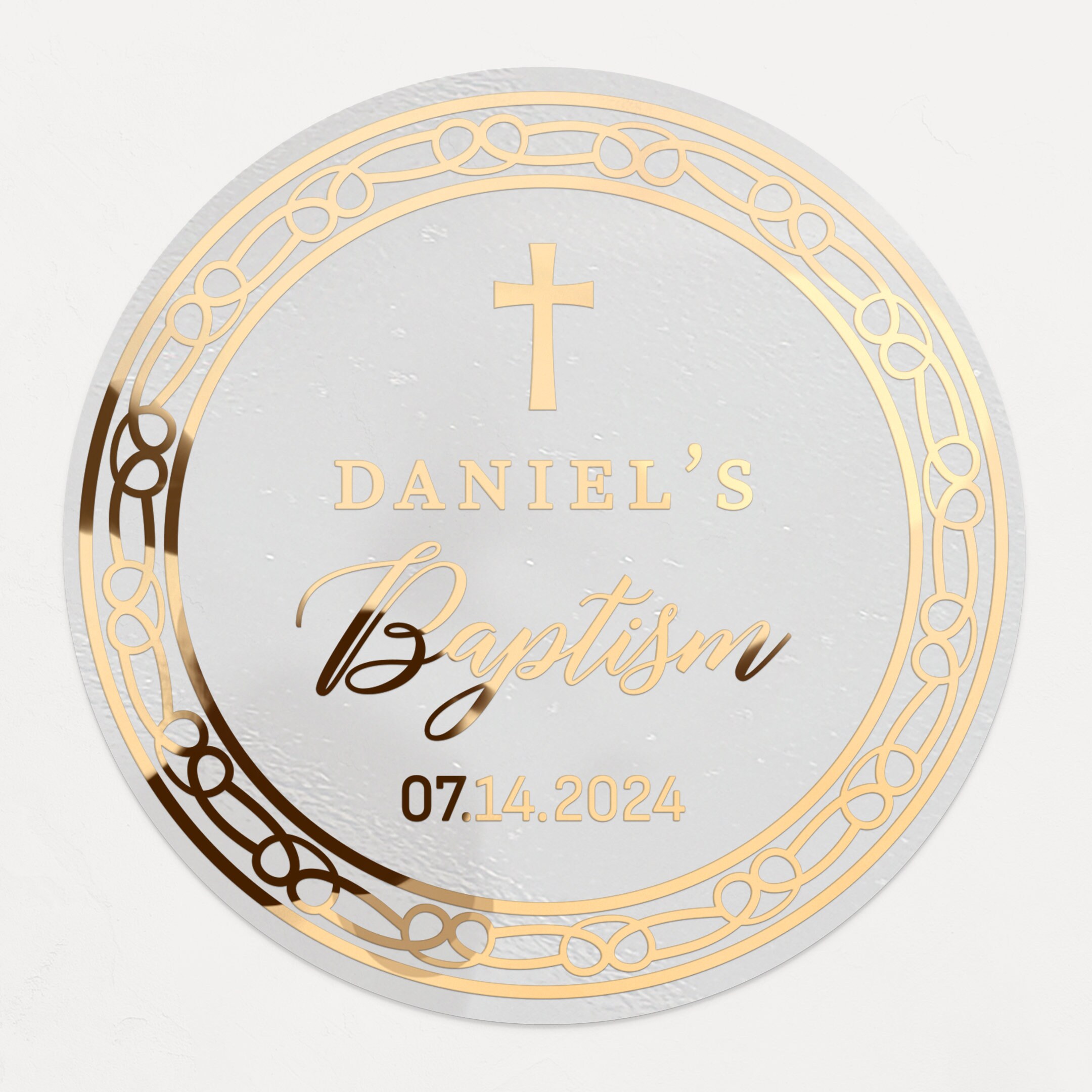 Clear Baptism Favor Labels Stickers With Gold Foil for Candles, Gift ...