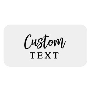 transparent rectangle labeling sticker with custom text with black ink print