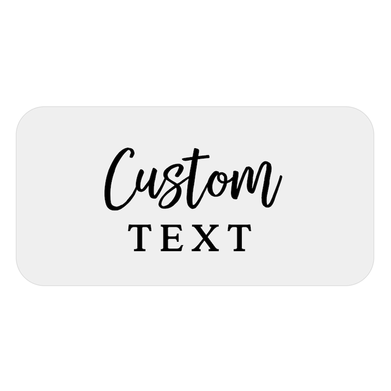 transparent rectangle labeling sticker with custom text with black ink print