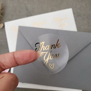 Gold Foil Thank You Stickers: Clear Wedding Favor Labels - Etsy