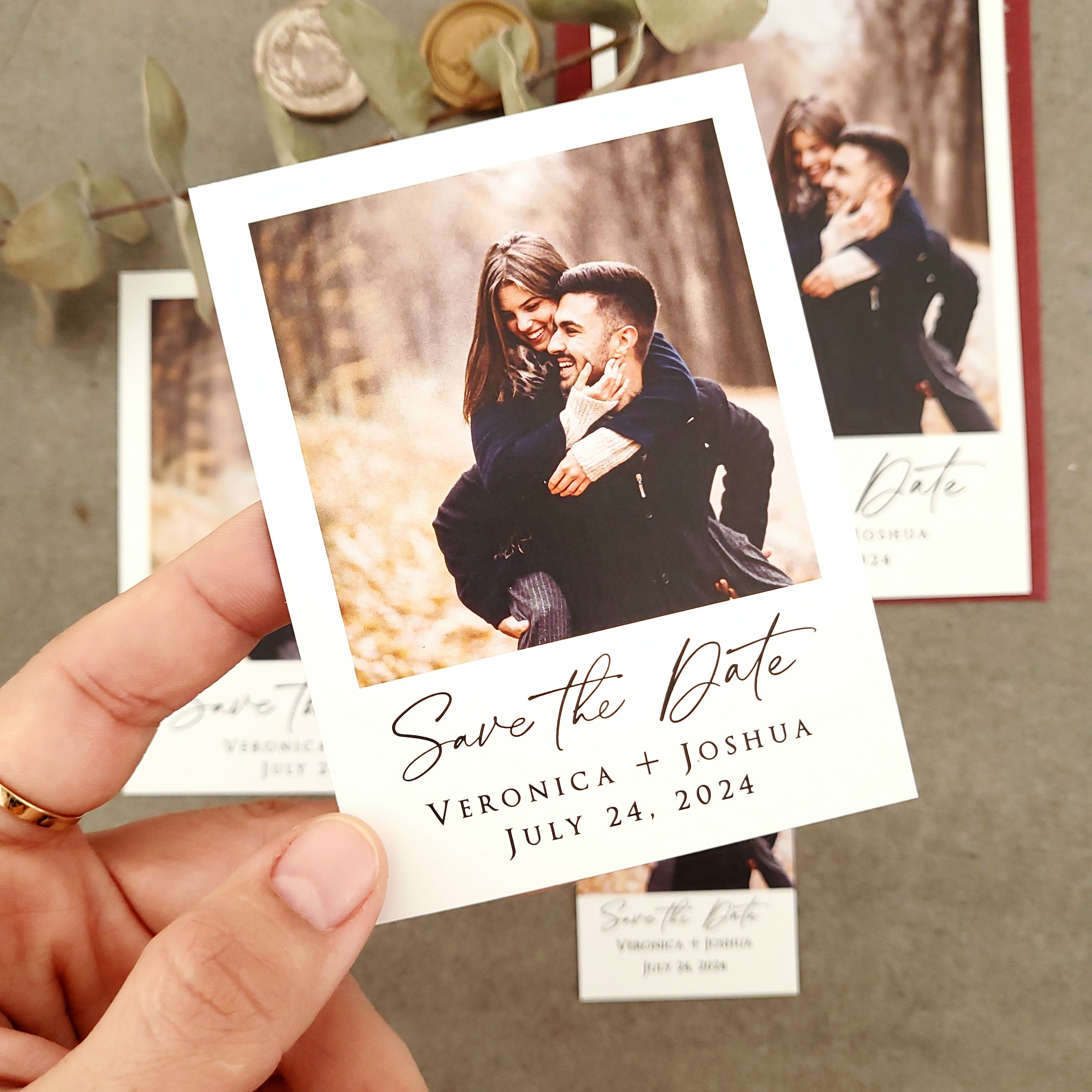 Personalized Photo Save the Date Magnet: Elegant Calligraphy Wedding Invitation
