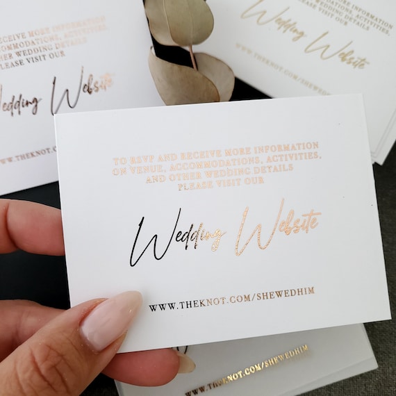 QR Code Wedding Website Cards Gold Foiled Wedding Website 