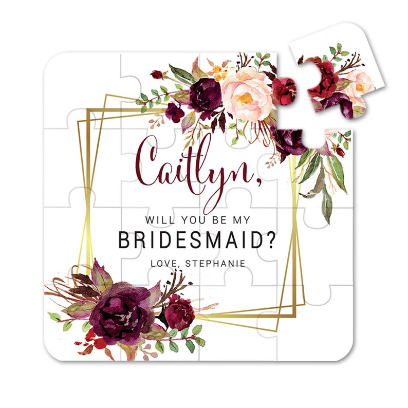 Will You Be My Bridesmaid Proposal Bridesmaid Puzzle Be My Bridesmaid Will You Be My Maid of Honor Proposal Personalized Puzzle Burgundy image 3