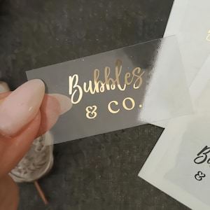 Rectangular 2x1 inches Set of Custom Label Stickers, Clear Foiled Labels, Personalized Business Custom Text Clear, Transparent Custom Labels