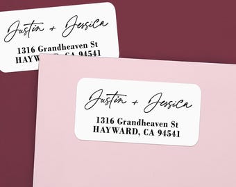 Personalized Return Address Labels Custom Mailing Labels for Envelopes, Calligraphy Minimalist Address Stickers Sheets Bulk Pack