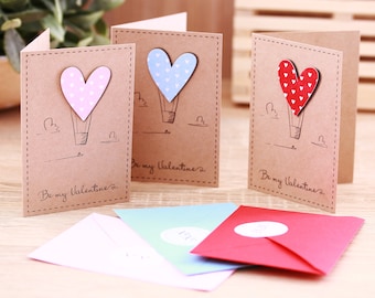 Kids Valentines Cards Set of 12 for Classroom Exchange, Valentines Day School Valentines ,Cute Small Valentine Cards with Love Air Balloon,