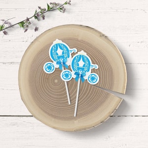 Cinderella Carriage Cupcake Toppers, Cinderella Party Decorations, Cinderella Birthday Princess Birthday Food Picks, Set of 12 PT1 image 5