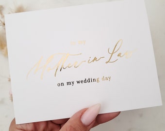 To my Mother in Law Card, To my Mother in Law on my Wedding Day, Parents In Law, Mother Of The Groom, Mother Of The Bride, Wedding Day Cards