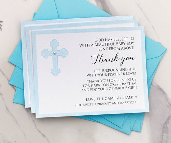 baptism thank you cards personalized note cards baby boy christening thank you for baptism cards first communion boy baptism thank you card baptism cards