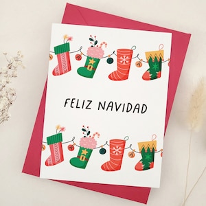 Karta Feliz Navidad, karta świąteczna w języku hiszpańskim, karta podarunkowa Xmas, karta świąteczna Feliz Navidad, Tarjeta De Navidad, Felices Fiestas, pozdrowienia