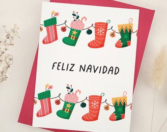 Feliz Navidad Card, Christmas Card en Español, Xmas Gift Card, Feliz Navidad Christmas Card, Tarjeta De Navidad, Felices Fiestas, Saludos