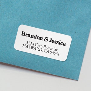 Return Address Labels for Wedding Envelope, Custom Black and White Simple Bold and Modern Family Addressing Mailing Sticker 2x1