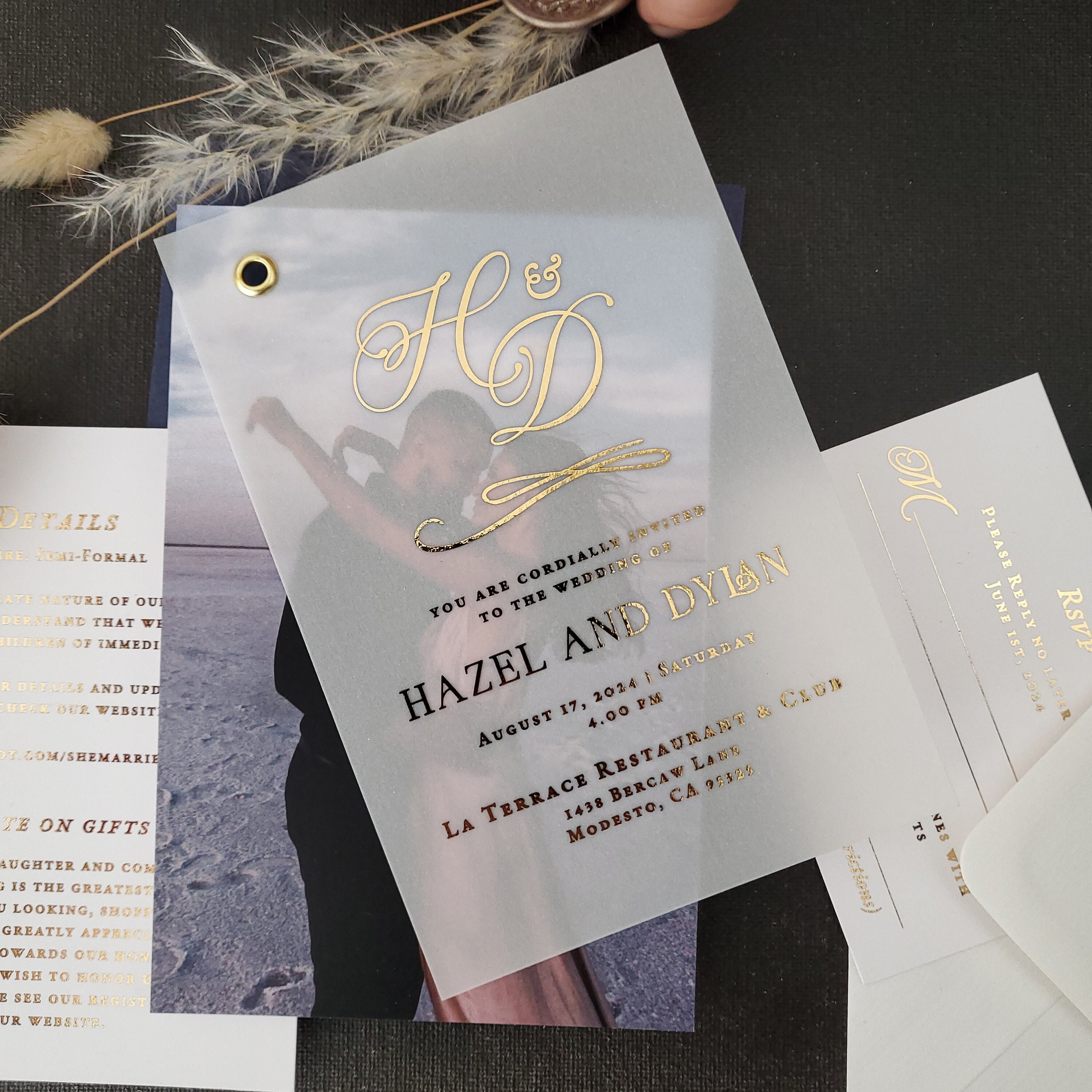 Gold Foil Vellum Invitation Suite
