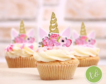 Adornos para cupcakes de unicornio: decoraciones brillantes para fiestas de cumpleaños