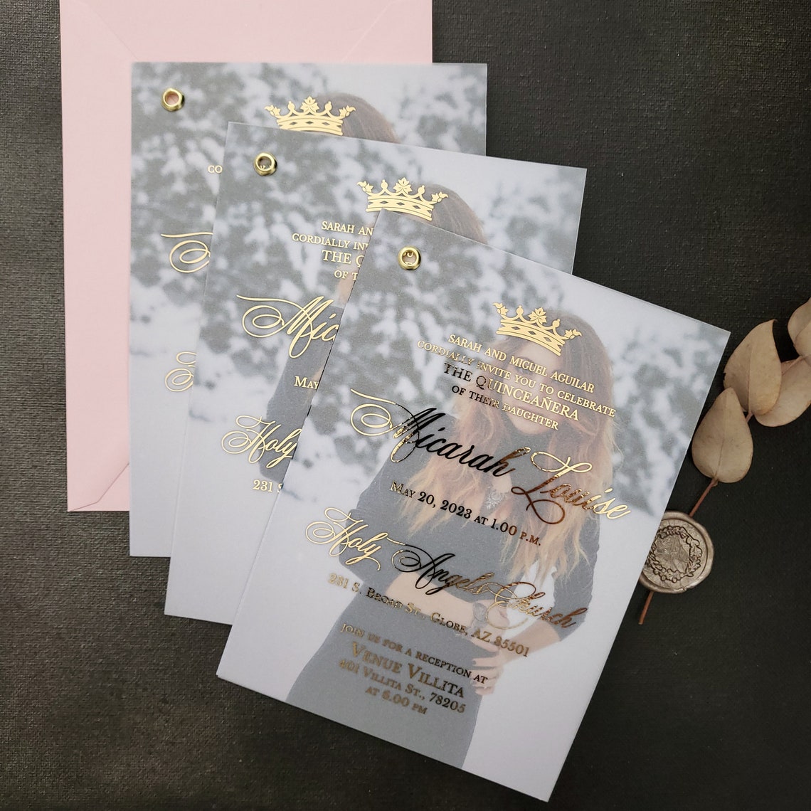 Vellum Quinceanera Invitations Sweet 15 Birthday With Photo Etsy