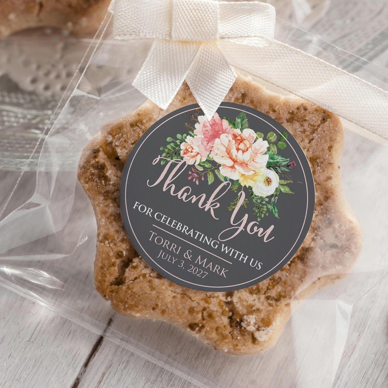 Hochzeitsbevorzugungs-Aufkleber, personalisierte Blumen-Dankeschön-Etiketten für Geschenke und Verpackung, Brautduschenbevorzugung Bild 6