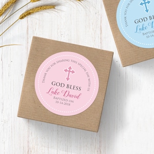 Autocollants de baptême personnalisés Bébé Garçon Étiquettes de baptême Bébé Fille Autocollants de baptême Personnalisé Première Communion Favoris Autocollants Baptême Merci Pour