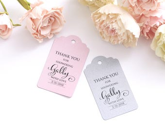 Baby Shower Favor Tags Thank you for Showering Tags Personalized Showering Gift Tags Thank You Tag Custom Baby Shower Favor Baby Shower Tags
