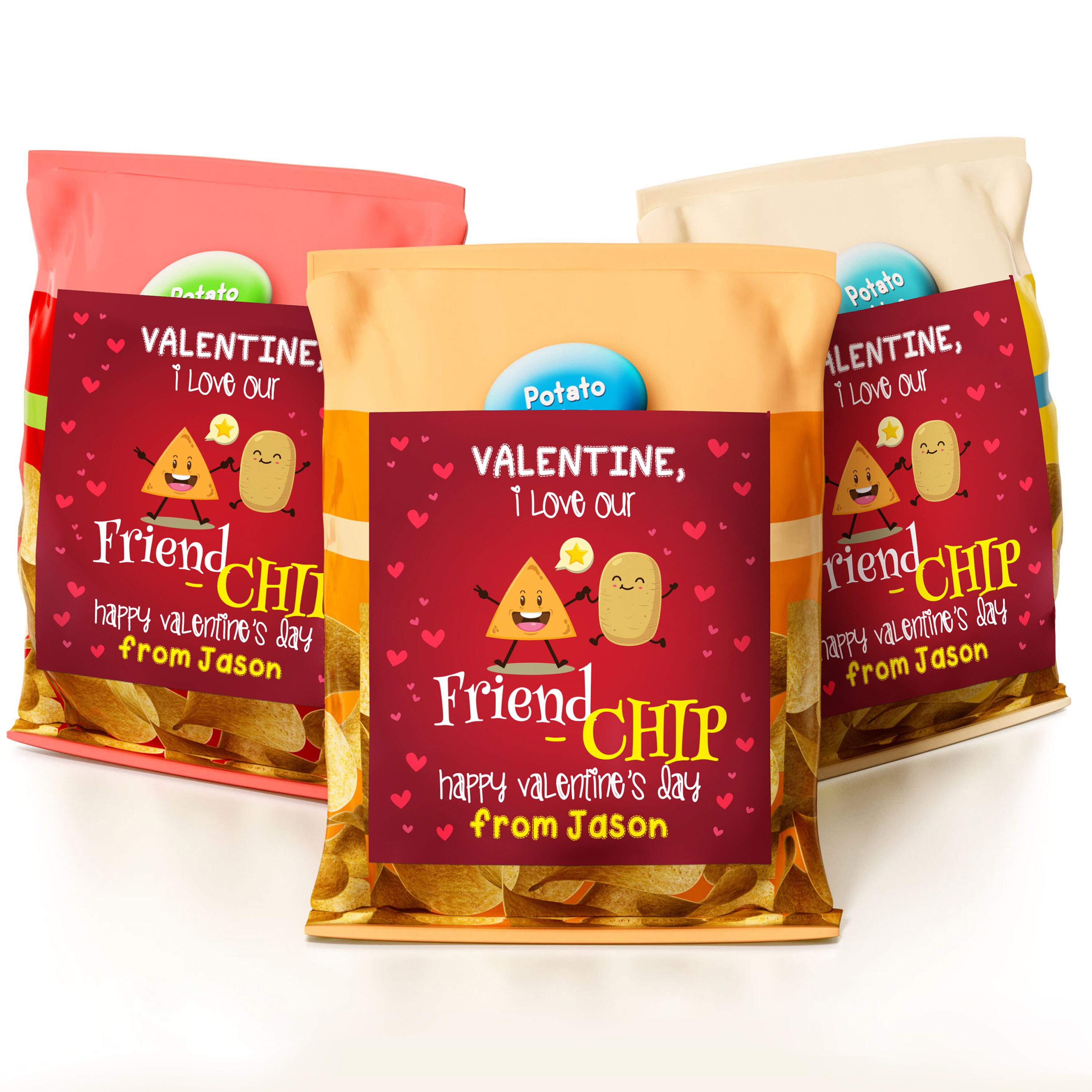 Personalized Friend-chip Valentine Stickers: Snack Bag Labels - Etsy