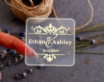 Foil Wedding Favor Stickers Personalized Ornament Labels