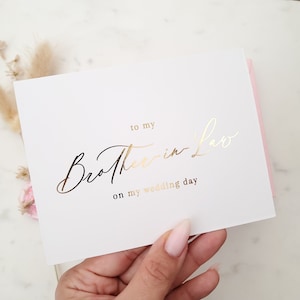 A mio cognato per il giorno delle mie nozze, biglietto di auguri per il giorno delle nozze, biglietto dalla sposa, per il giorno delle mie nozze, biglietto di ringraziamento per il matrimonio, biglietto di auguri per il matrimonio in oro