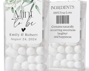 Greenery Mint to Be Stickers voor Tic Tac Box, Custom Wedding Labels voor mint gunsten, Groene Bloemen Labels Wraps voor verse munt Tic Tac Boxes