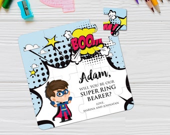 Superhero Funny Ring Bearer Proposal Puzzle Will You Be Our Super Ring Bearer Be Our Page Boy Cute Gift Cartoon Ring Bearer Gift Puzzle
