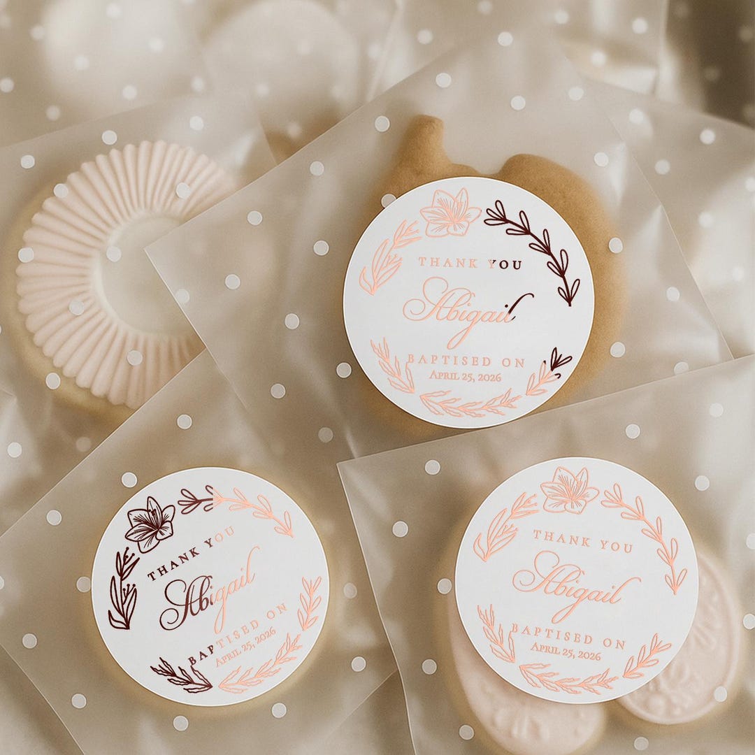 Personalized Baptism Stickers Custom Foil Wreath Favor Labels - Etsy