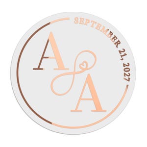 Adesivi trasparenti per matrimoni con lamina d'oro, sigilli personalizzati per buste con monogramma e simbolo dell'infinito per bomboniere, etichette adesive per bicchieri immagine 14