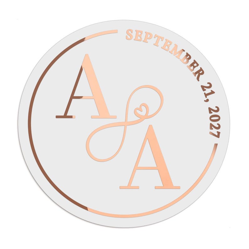 Adesivi trasparenti per matrimoni con lamina d'oro, sigilli personalizzati per buste con monogramma e simbolo dell'infinito per bomboniere, etichette adesive per bicchieri immagine 14