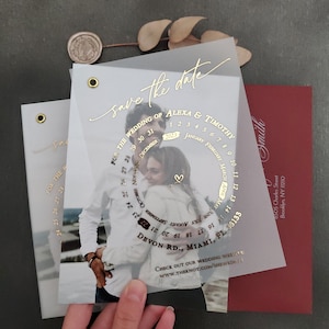 Gold folierte Pergamin Save the Date Karte mit benutzerdefinierten Fotokalender Hochzeit Save the Dates Bild Hochzeitsansage Silber Roségold einladen