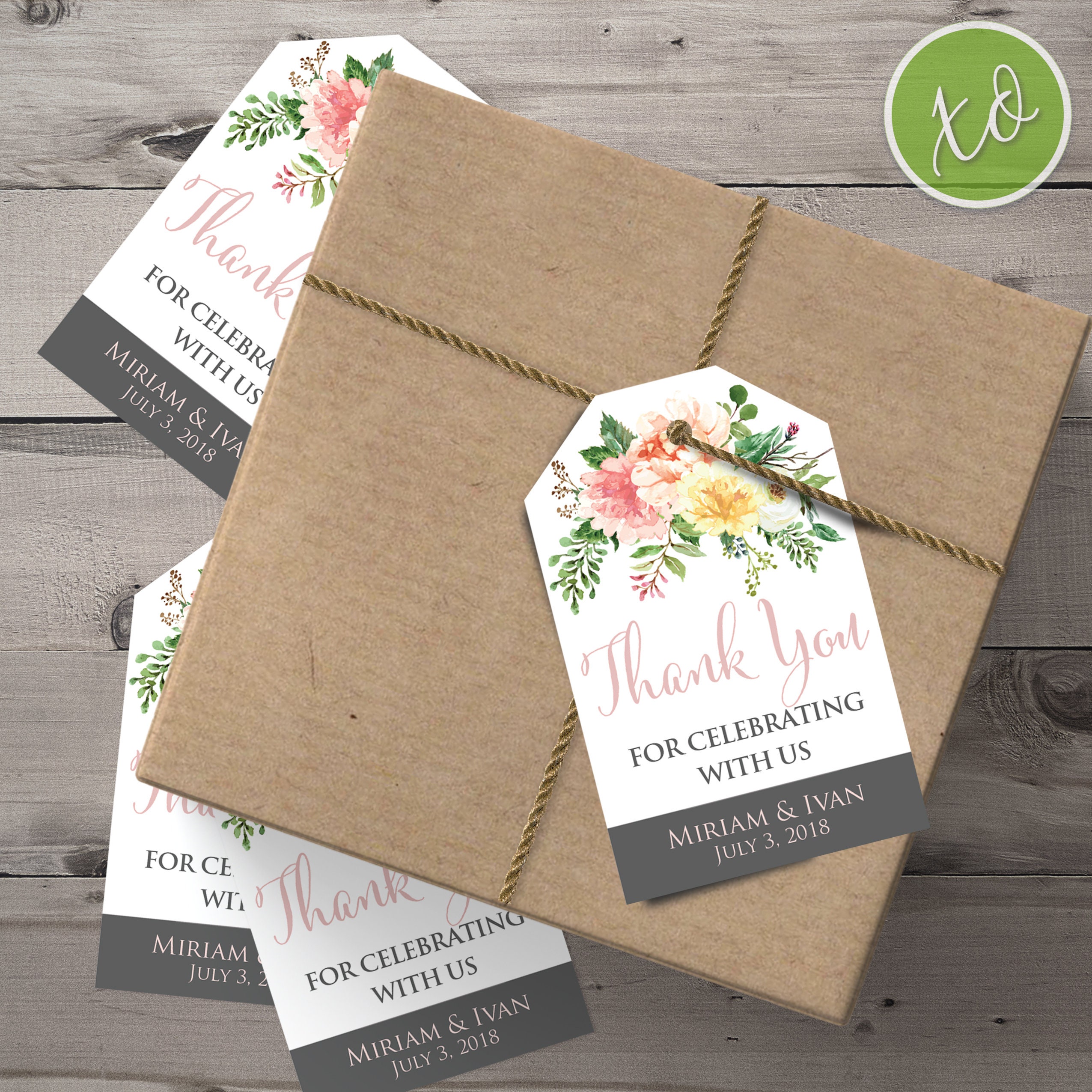 Wedding Thank You Gift Tags Thank You For Celebrating With Us Wedding Favors Personalized Wedding Favor Tags Rustic Wedding Floral Gift Tags