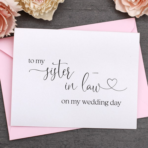 To my Sister In Law On My Wedding Day Card To my Sister-in-Law Wedding Party Bridal Party Thank you Card Thank you Note card BULK LINK