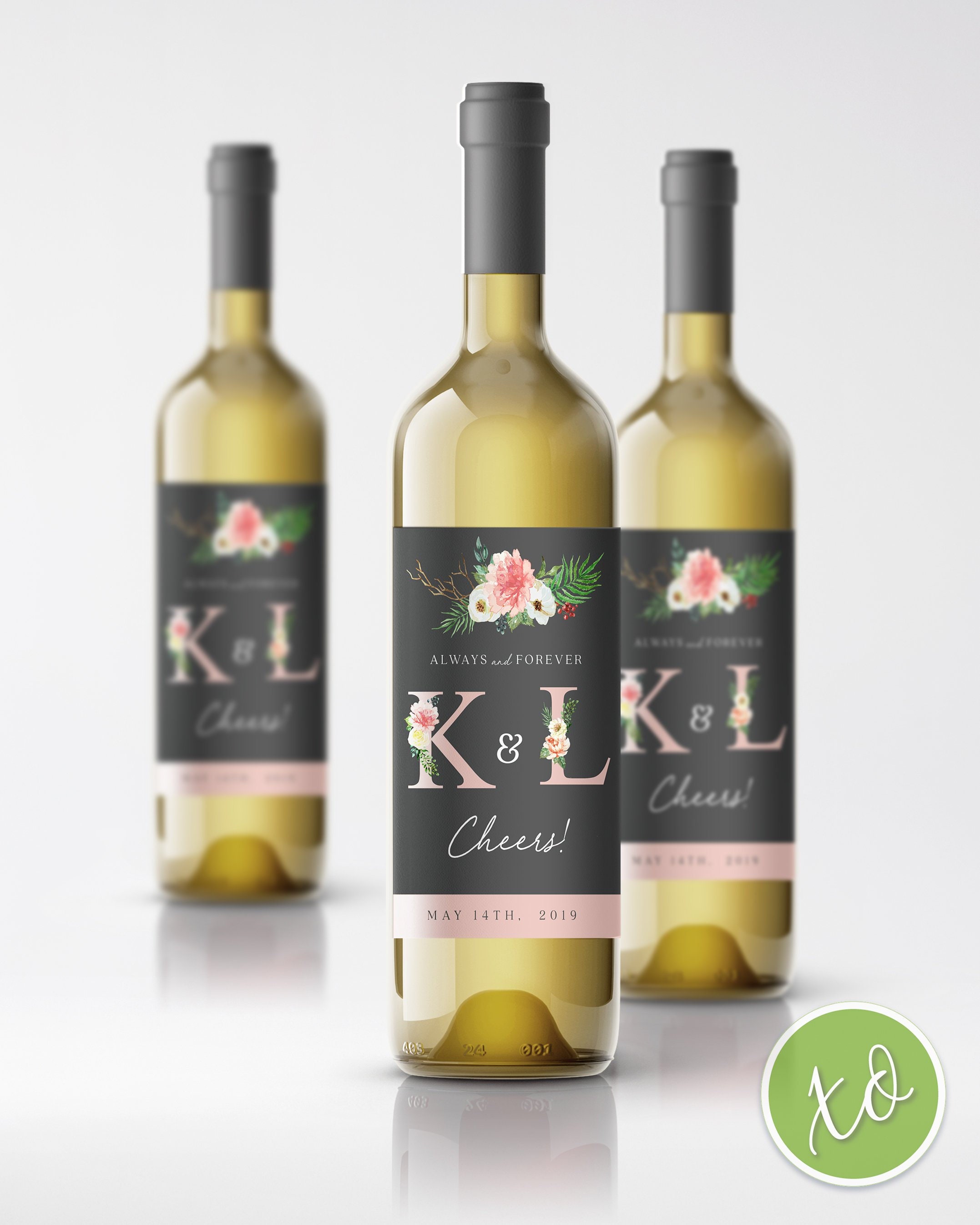 Wedding Wine Labels Custom Initial Wine Labels Monogrammed Bottle Labels Rustic Wedding Elegant Wedding Wine Labels Wedding Party Decoration